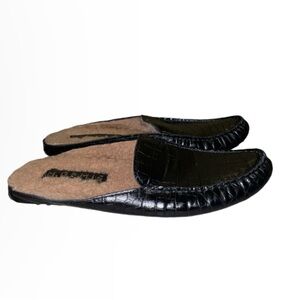 M. Gemi The Felize Shearling Mule croc printed leather